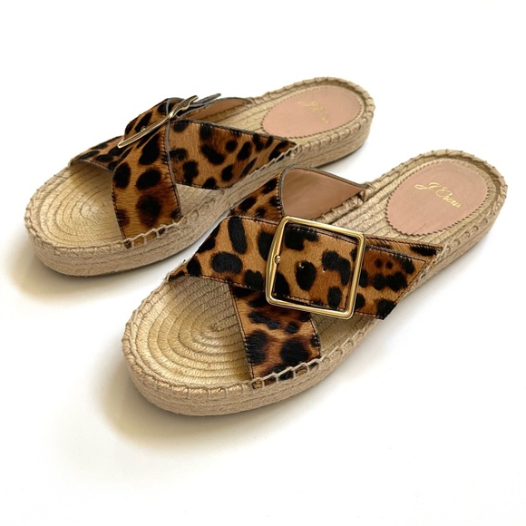 Knot Espadrille Leopard Crew Shoes J Crew Cross Strap Espadrilles